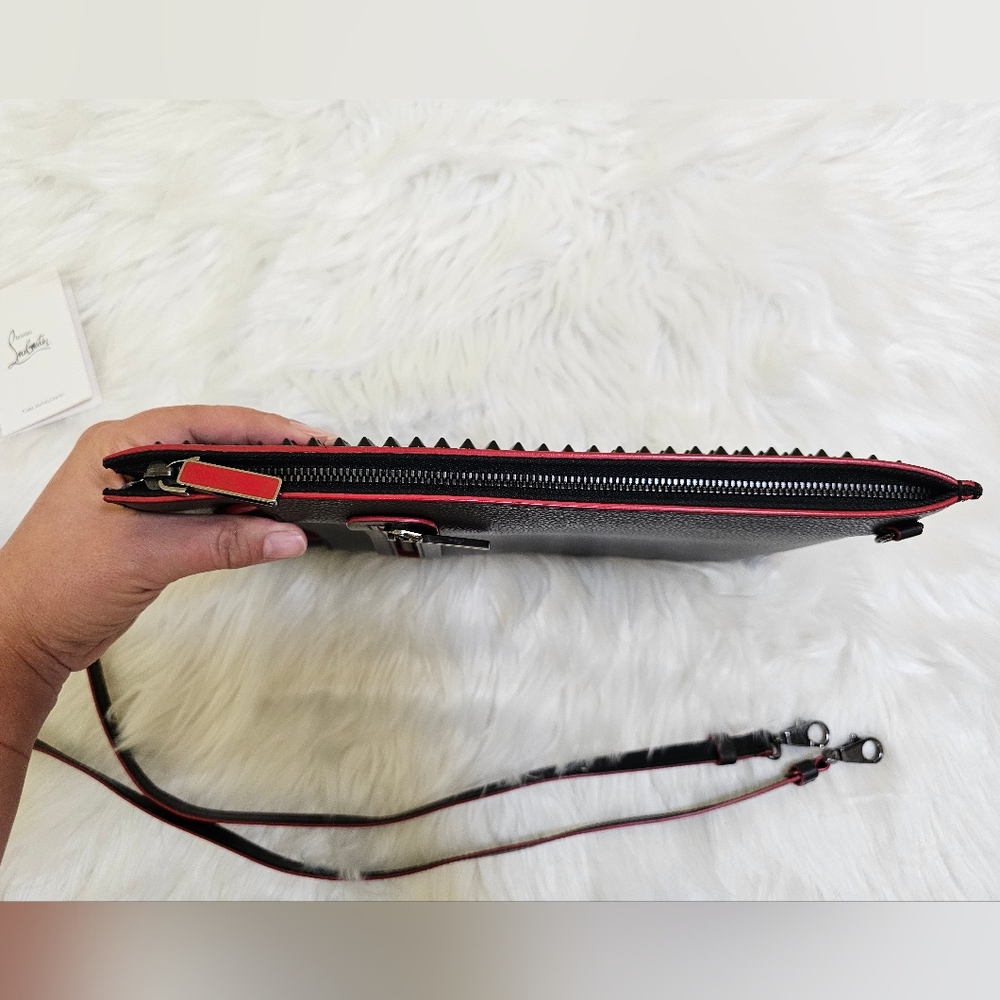 Christian Louboutin Handbag Trick Track Small Spike Studs Black Clutch 3way Bag - Picture 8 of 17